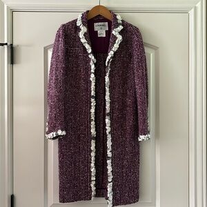 Chanel Purple Tweed Jacket Coat